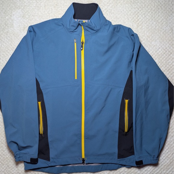 FootJoy DryJoys Tour XP Mens Blue Black Golf Rain Jacket Full Zip Size Medium